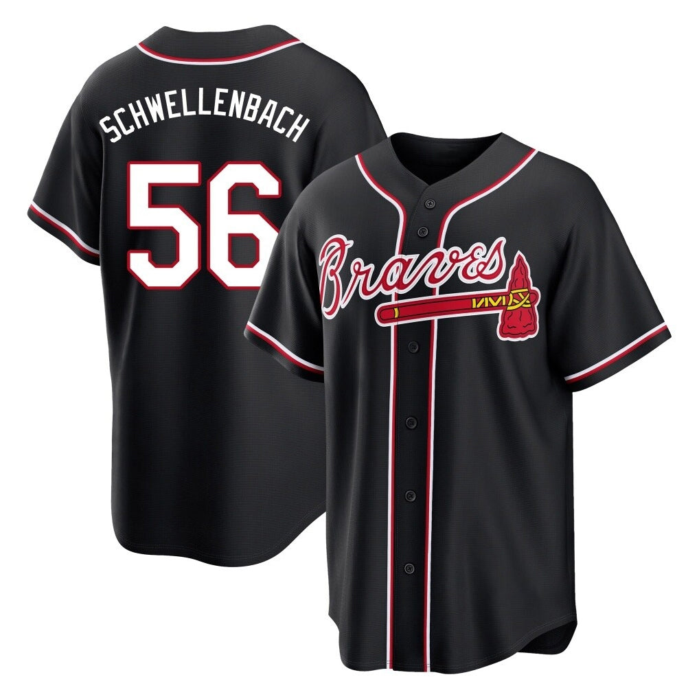 Atlanta Braves #56 Spencer Schwellenbach Player Black HeidiMiller Fashion Out Game Stitched Jerseys
