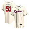 Atlanta Braves #51 Chris Sale Player Cream HeidiMiller Home Game Stitched Jerseys