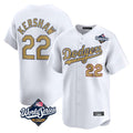 Los Angeles Dodgers #22 Clayton Kershaw Player White Gold HeidiMiller World Series Collection Limited Home Stitched Jerseys
