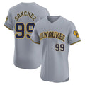 vMilwaukee Brewers #99 Gary Sanchez Player Gray HeidiMiller Home Limited Elite Stitched Jerseys