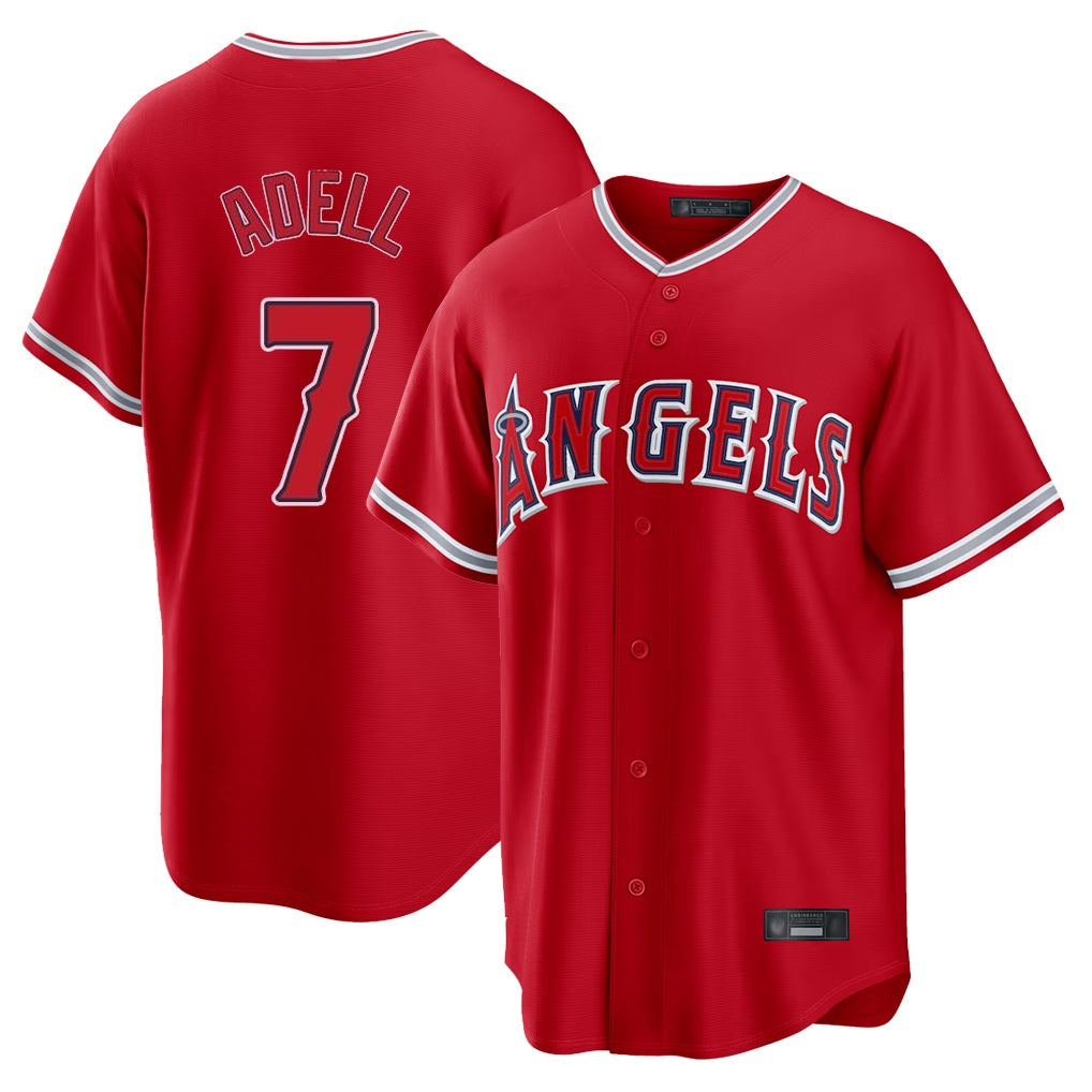 Los Angeles Angels #7 Jo Adell Player Red HeidiMiller Home Game Stitched Jerseys