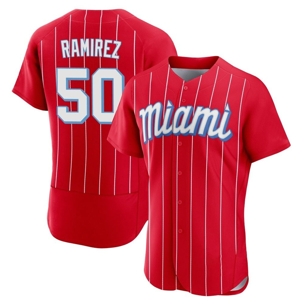 Miami Marlins #50 Agustin Ramirez Player Red HeidiMiller City Connect Home Limited Elite Stitched Jerseys