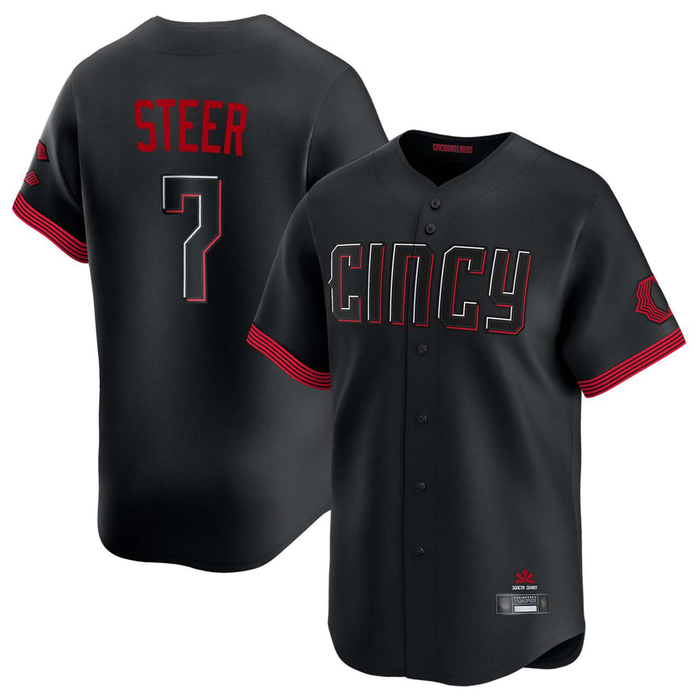 Cincinnati Reds #7 Spencer Steer Player Black HeidiMiller City Connect Home Limited Stitched Jerseys