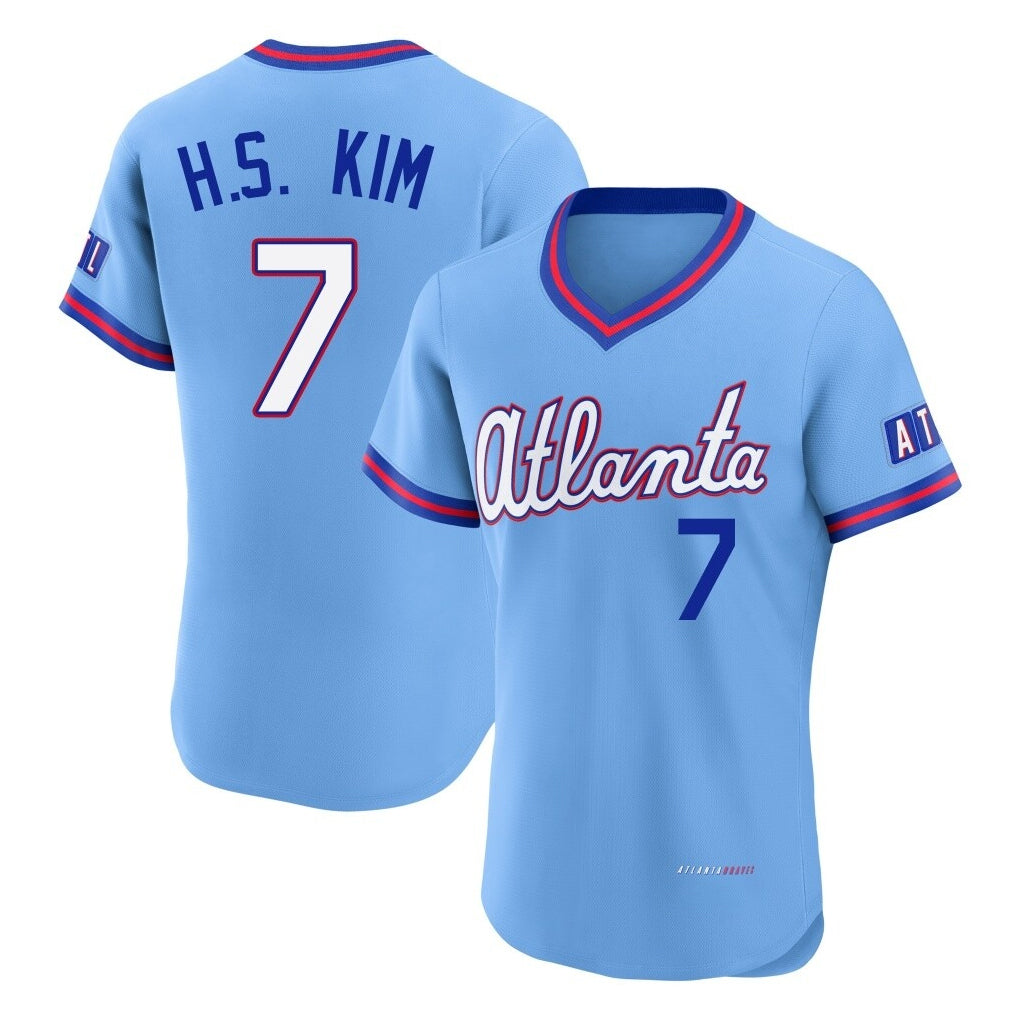 Atlanta Braves #7 Ha-Seong Kim Player Powder Blue HeidiMiller 2026 City Connect T-shirt Limited Elite Home Game Stitched Jerseys