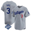 Los Angeles Dodgers #3 Edwin D¨ªaz Player Gray HeidiMiller World Series Meet Limited Home Stitched Jerseys