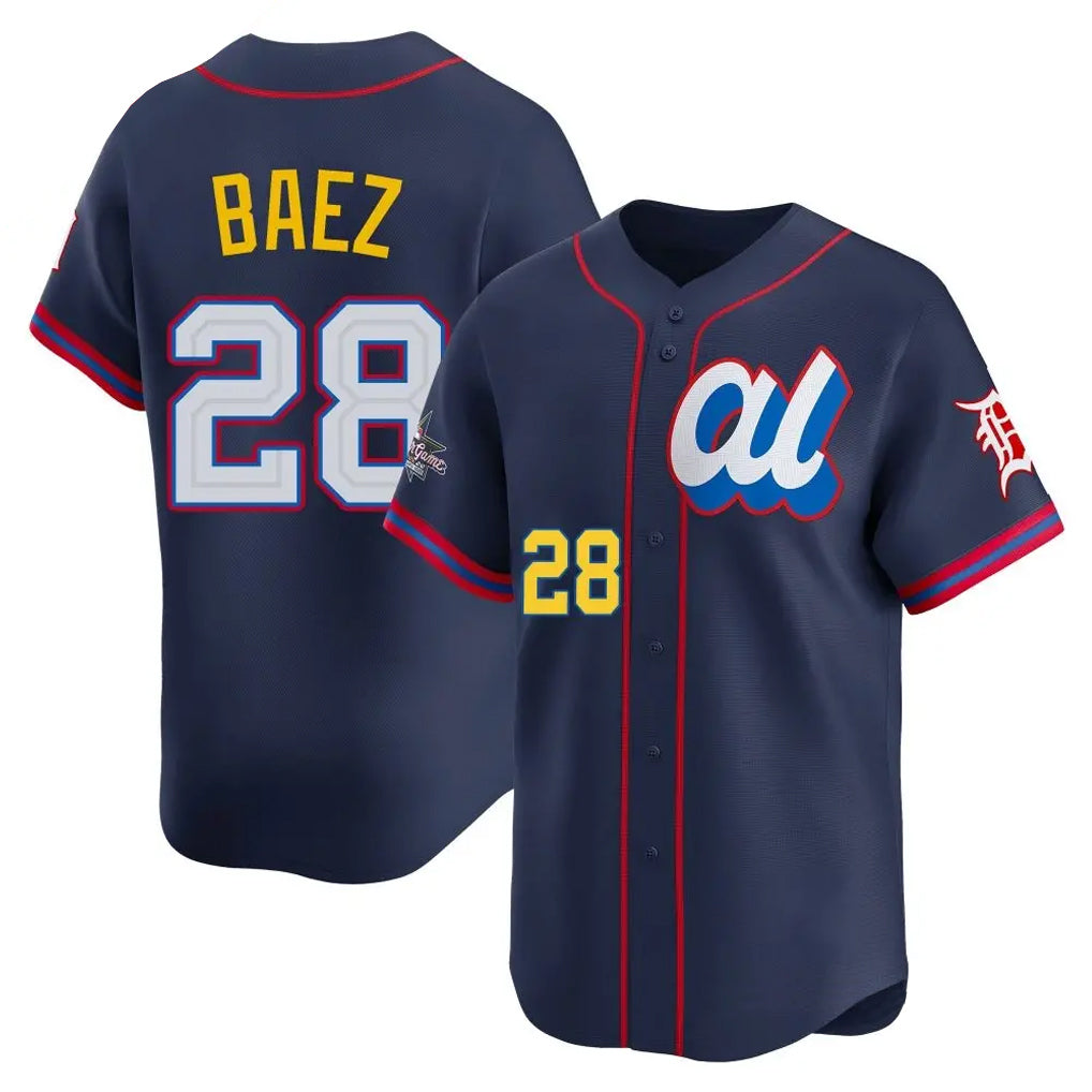 Detroit Tigers #28 Javier Baez Player Navy HeidiMiller Limited American League All-Star Edition Stitched Jerseys