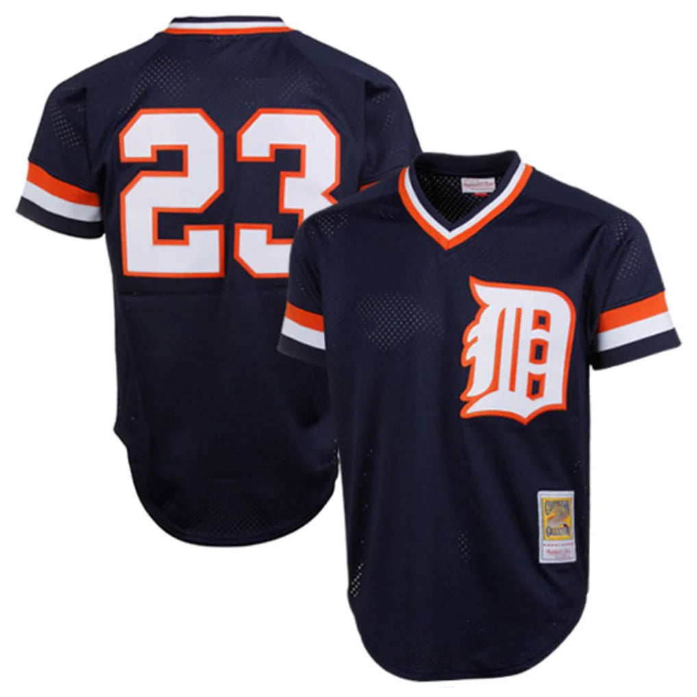 Detroit Tigers #23 Kirk Gibson Player Navy HeidiMiller Mitchell & Ness 1984 Mesh Batting Practice  T-shirt Stitched Jerseys