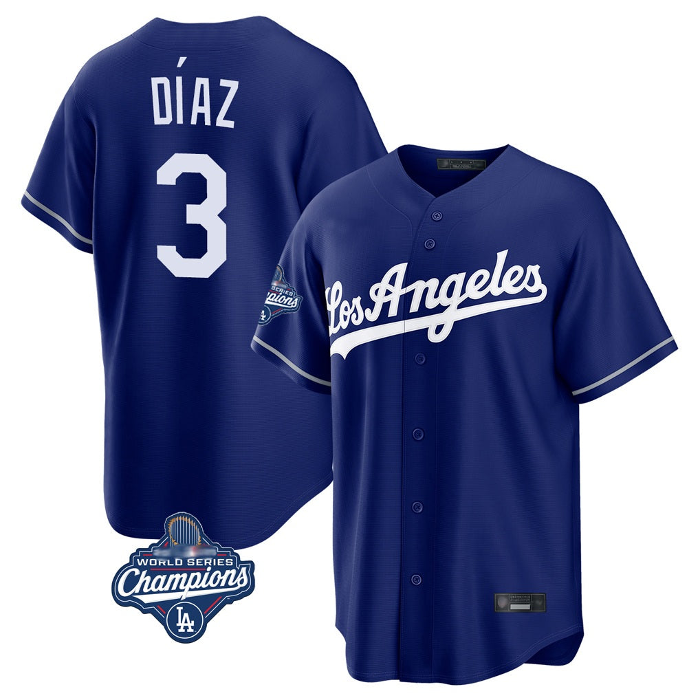 Los Angeles Dodgers #3 Edwin D¨ªaz Player Royal HeidiMiller World Series Meet Game Stitched Jerseys