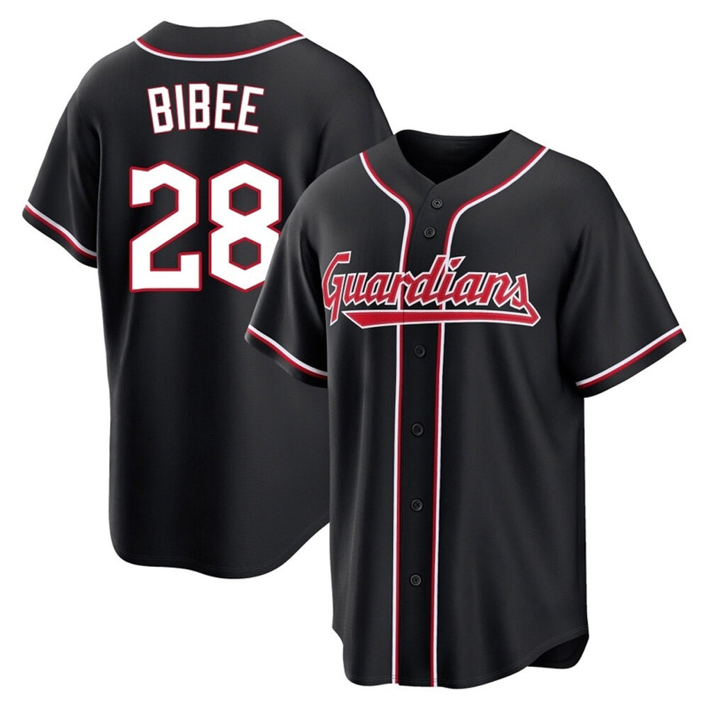 Cleveland Guardians #28 Tanner Bibee Player Black HeidiMiller Fashion Out Home Game Stitched Jerseys