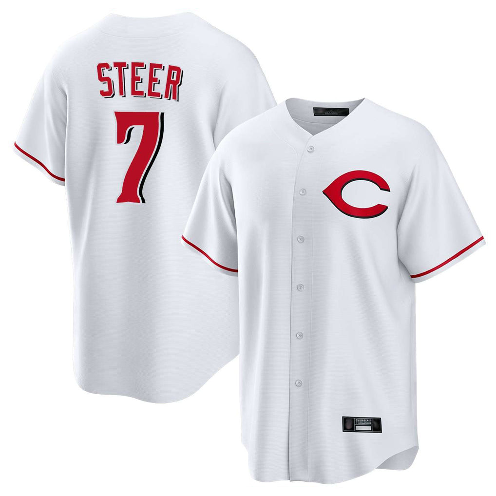 Cincinnati Reds #7 Spencer Steer Player White HeidiMiller Home Game Stitched Jerseys