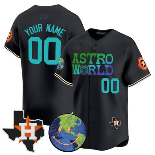Custom Houston Astros Cactus Jack Astro World Vapor Premier Limited Jersey ¨C Black HeidiMiller