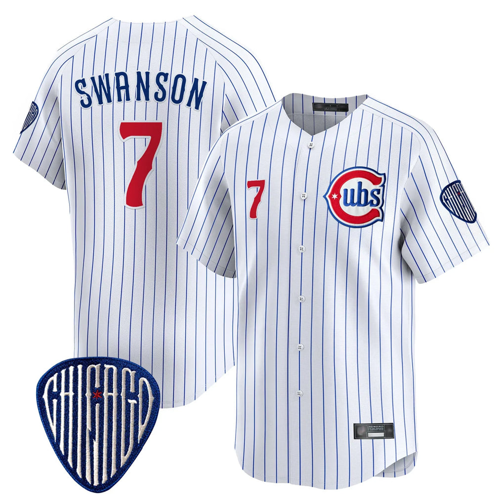 Chicago Cubs #7 Dansby Swanson Player White HeidiMiller Pinstripe Vapor Premier Limited Home Stitched Jerseys