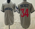 Minnesota Twins #34 Kirby Puckett Grey HeidiMiller Cool Base Stitched Jersey