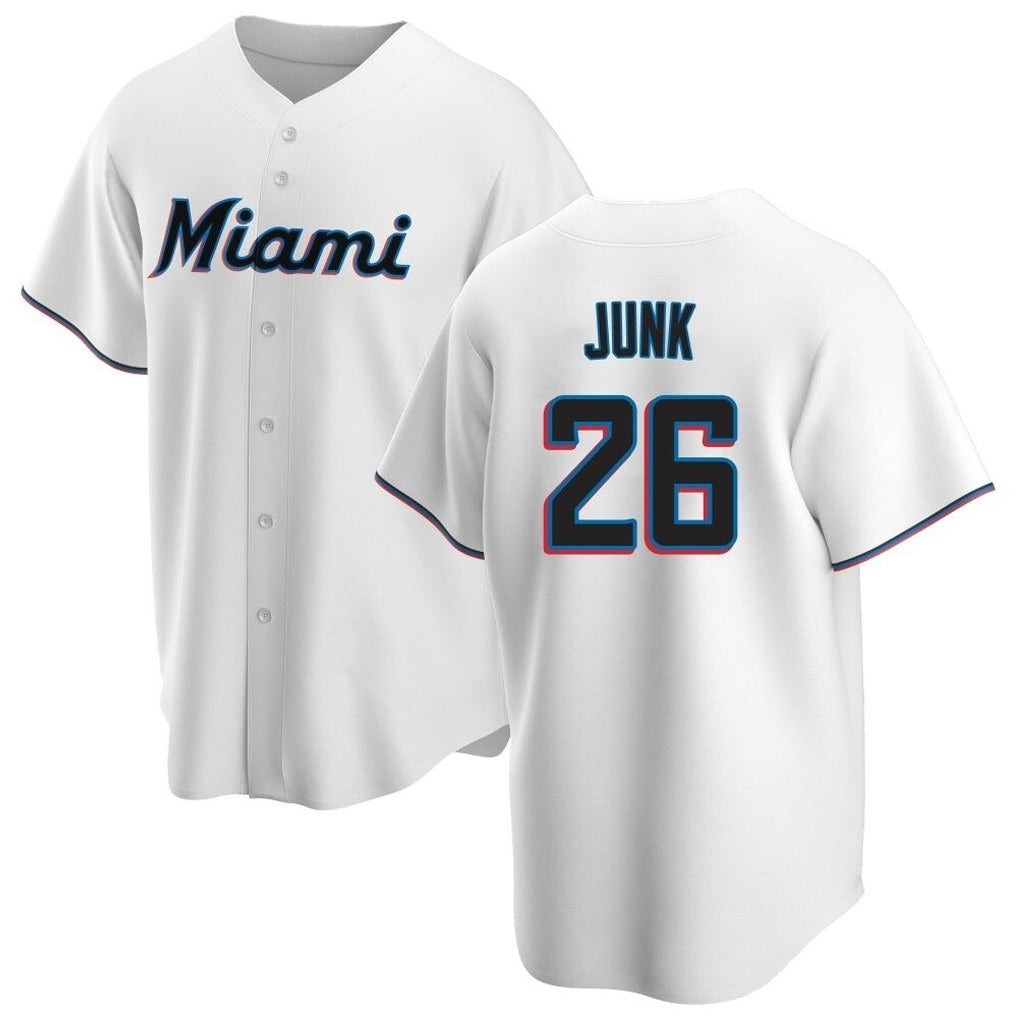 Miami Marlins #26 Janson Junk Player White HeidiMiller Home Game Stitched Jerseys