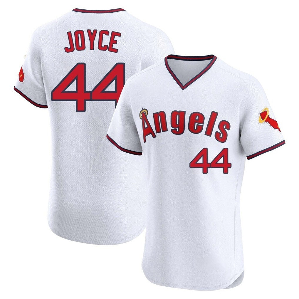 Los Angeles Angels #44 Ben Joyce Player White HeidiMiller T-shirt Home Limited Elite Stitched Jerseys