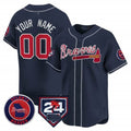 Custom Atlanta Braves 2024 Spring Training Patch Vapor Premier Limited Jersey ¨C Navy HeidiMiller