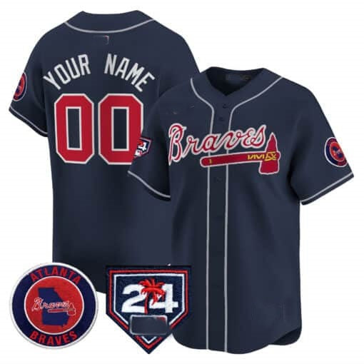 Custom Atlanta Braves 2024 Spring Training Patch Vapor Premier Limited Jersey ¨C Navy HeidiMiller