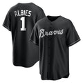 Atlanta Braves #1 Ozzie Albies Player Black HeidiMiller Home Game Stitched Jerseys