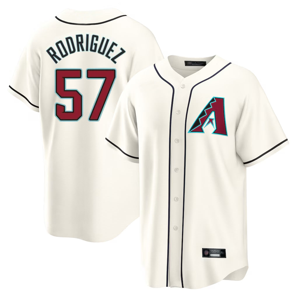 Arizona Diamondbacks #57 Eduardo Rodriguez Player Cream HeidiMiller Home Game Stitched Jerseys