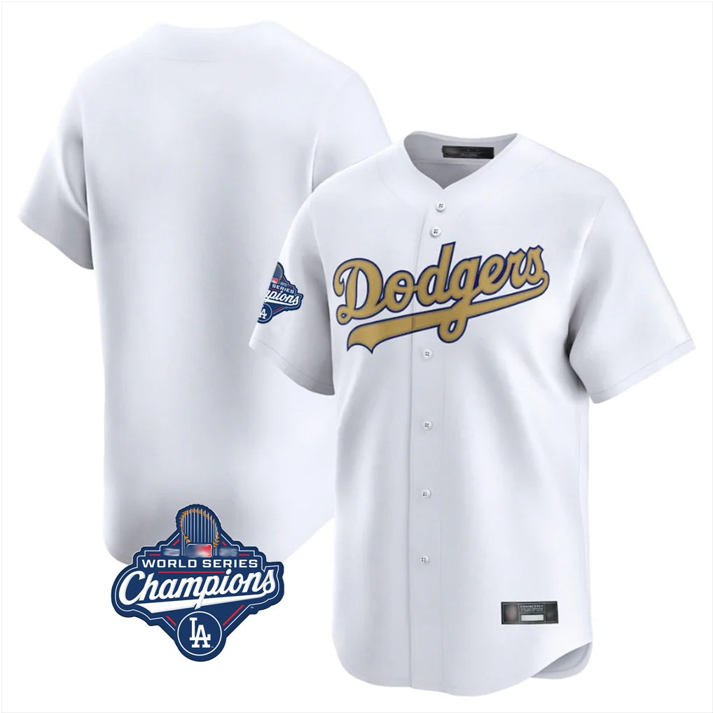 Los Angeles Dodgers Blank Player White Gold HeidiMiller Collection Limited Home World Series Meet Stitched Jerseys