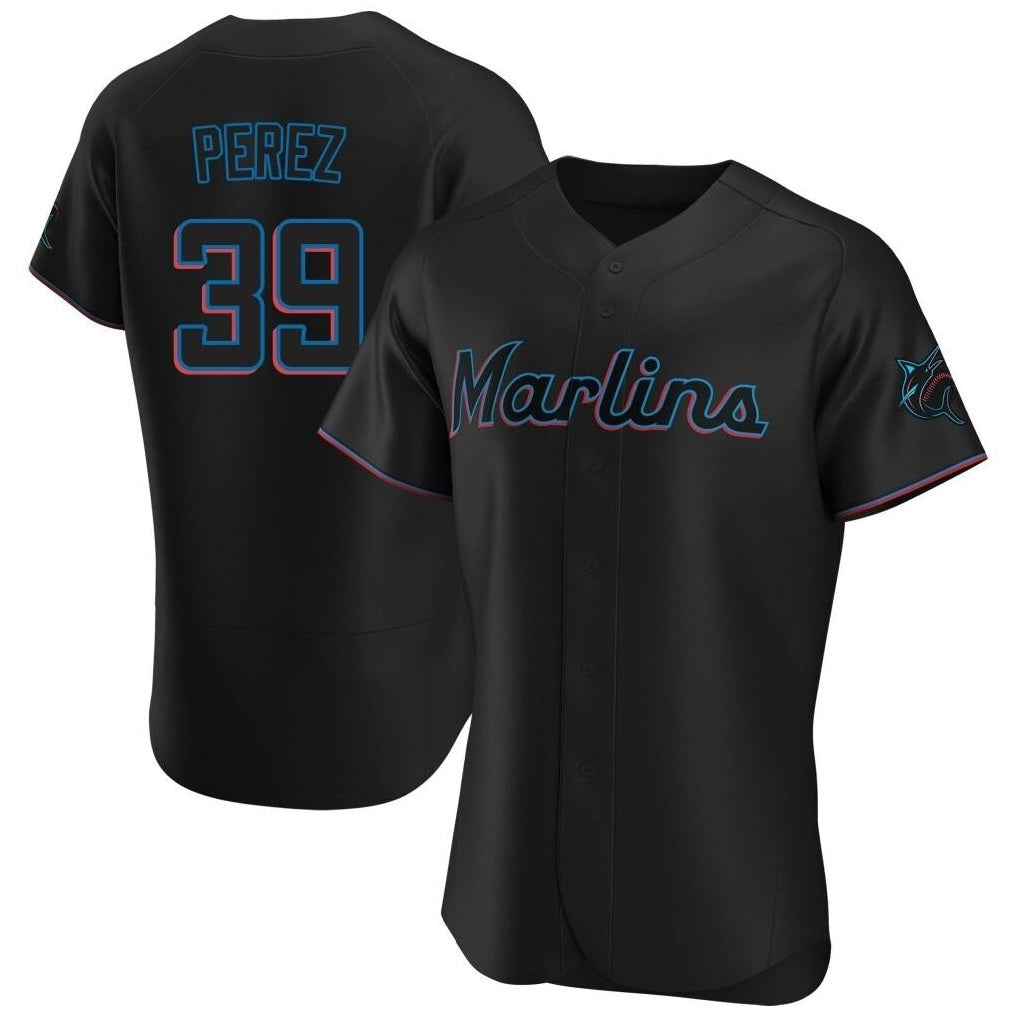 Miami Marlins #39 Eury Perez Player Black HeidiMiller Home Limited Elite Stitched Jerseys