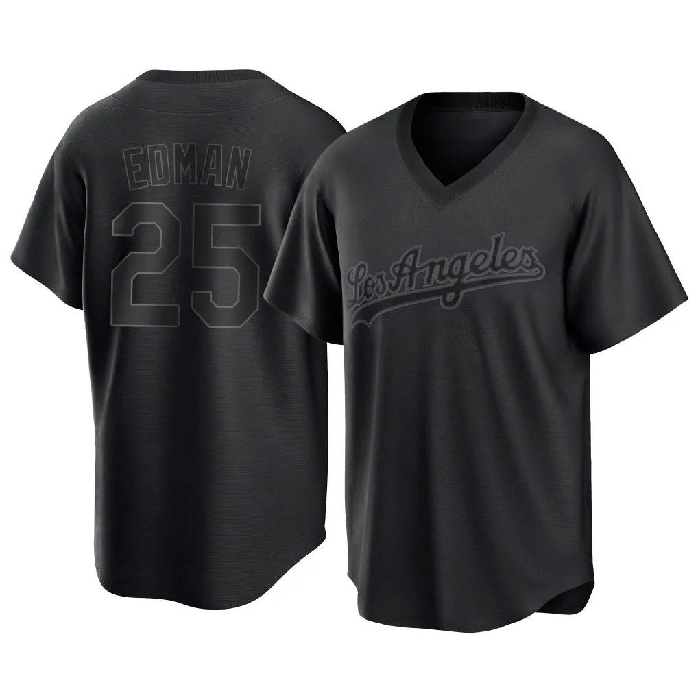 Los Angeles Dodgers #25 Tommy Edman Player Black HeidiMiller Pitch Fashion T-shirt Stitched Jerseys