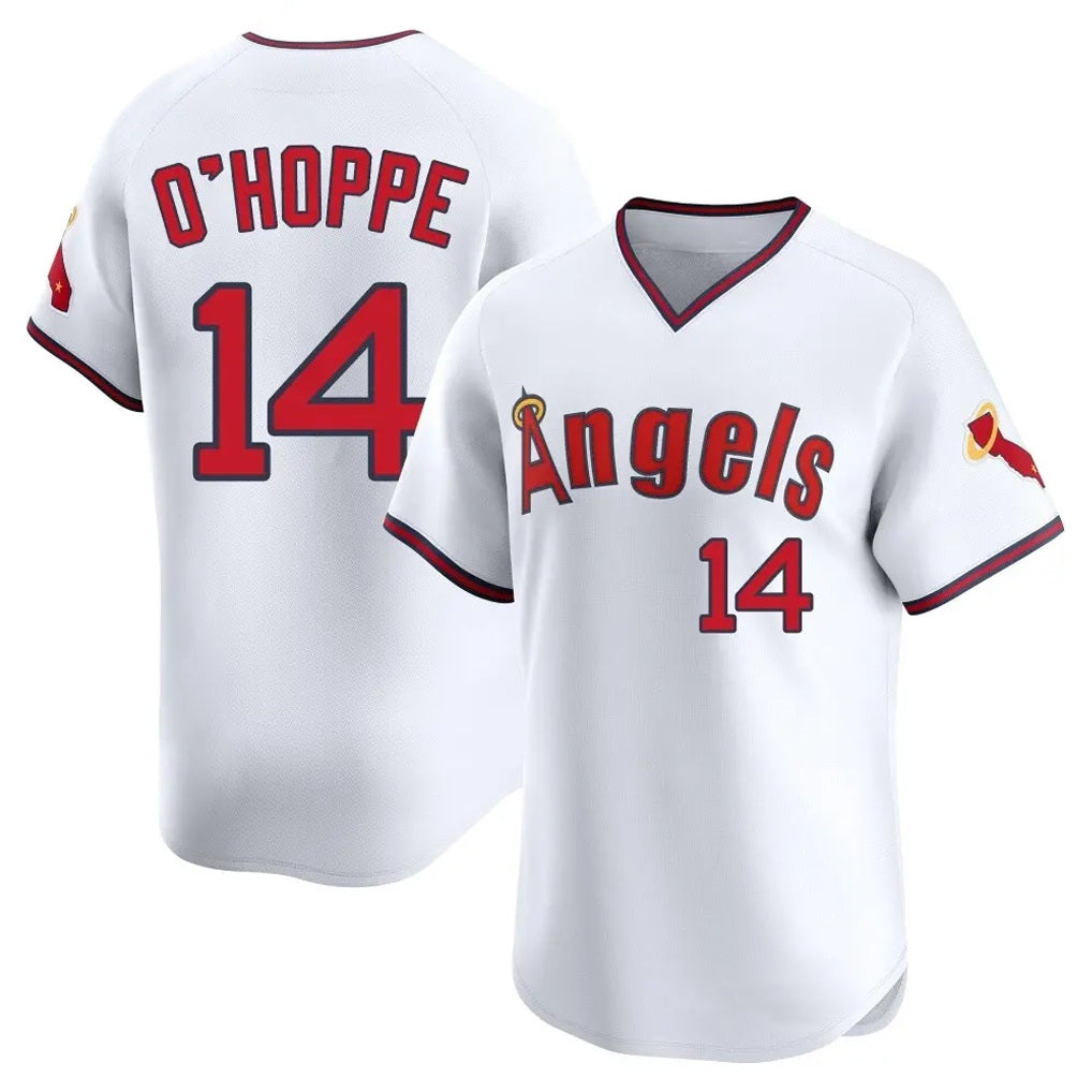 Los Angeles Angels #14 Logan O'Hoppe Player White HeidiMiller T-shirt Home Limited Stitched Jerseys