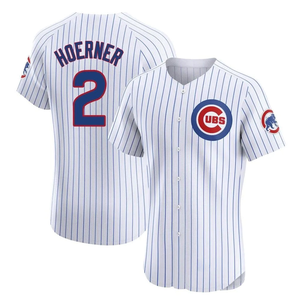 Chicago Cubs #2 Nico Hoerner Player White HeidiMiller Limited Elite Home Game Stitched Jerseys