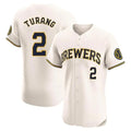 Milwaukee Brewers #2 Brice Turang Player Cream HeidiMiller Home Limited Elite Stitched Jerseys