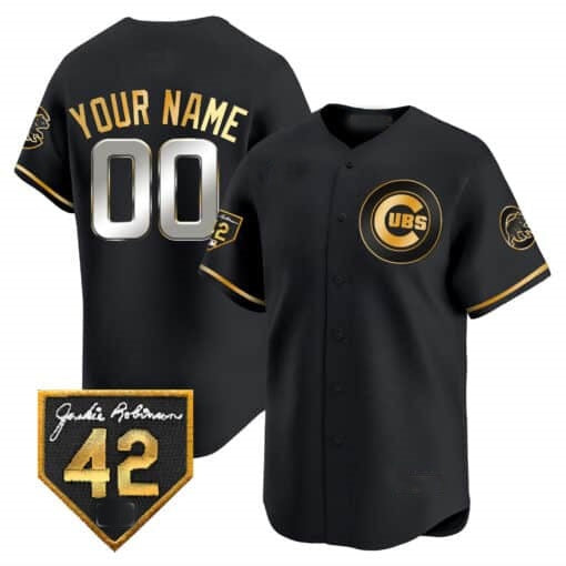 Custom Chicago Cubs 2024 Jackie Robinson Patch Vapor Premier Limited Jersey V2 ¨C All Stitched-Black HeidiMiller