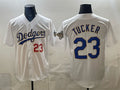 Los Angeles Dodgers #23 Kyle Tucker White HeidiMiller 2026 Gold Collection Stadium Stitched Jersey