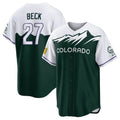 Colorado Rockies #27 Jordan Beck Player Green HeidiMiller City Connect Home Game Stitched Jerseys