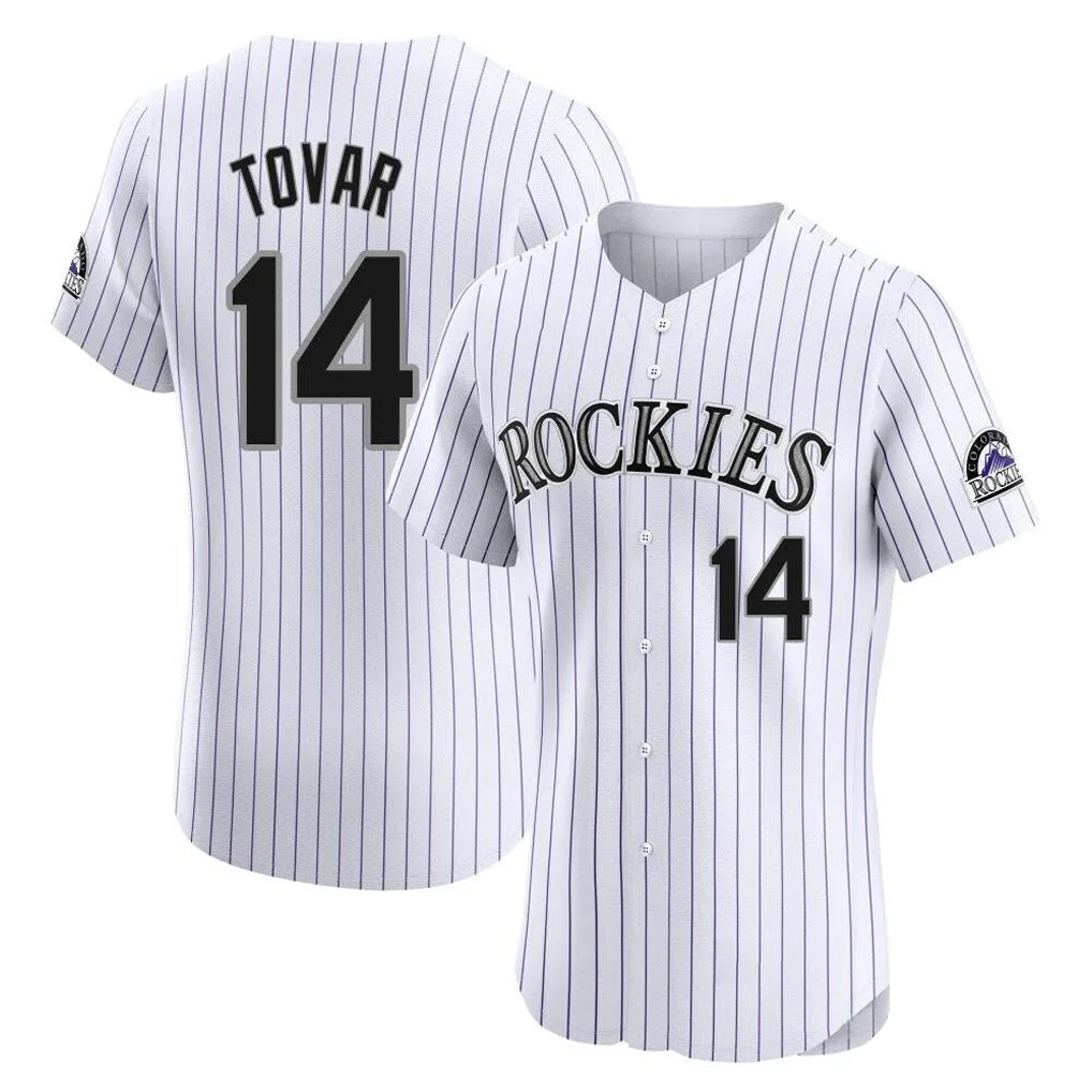 Colorado Rockies #14 Ezequiel Tovar Player White HeidiMiller Limited Elite Home Stitched Jerseys