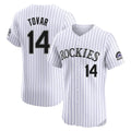 Colorado Rockies #14 Ezequiel Tovar Player White HeidiMiller Limited Elite Home Stitched Jerseys