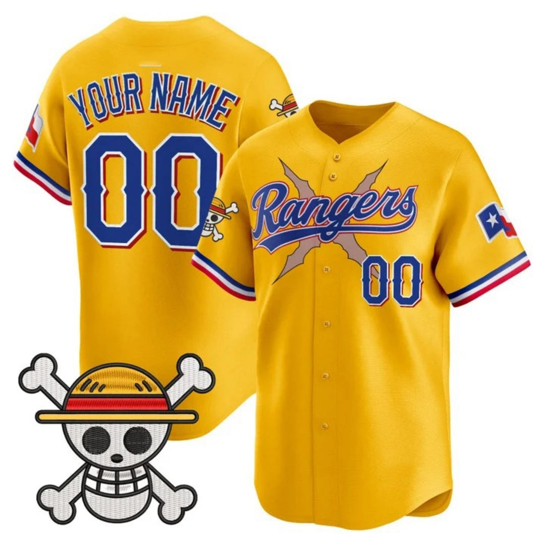 Custom Texas Rangers x One Piece Gold HeidiMiller Vapor Premier Limited Jersey - Stitched