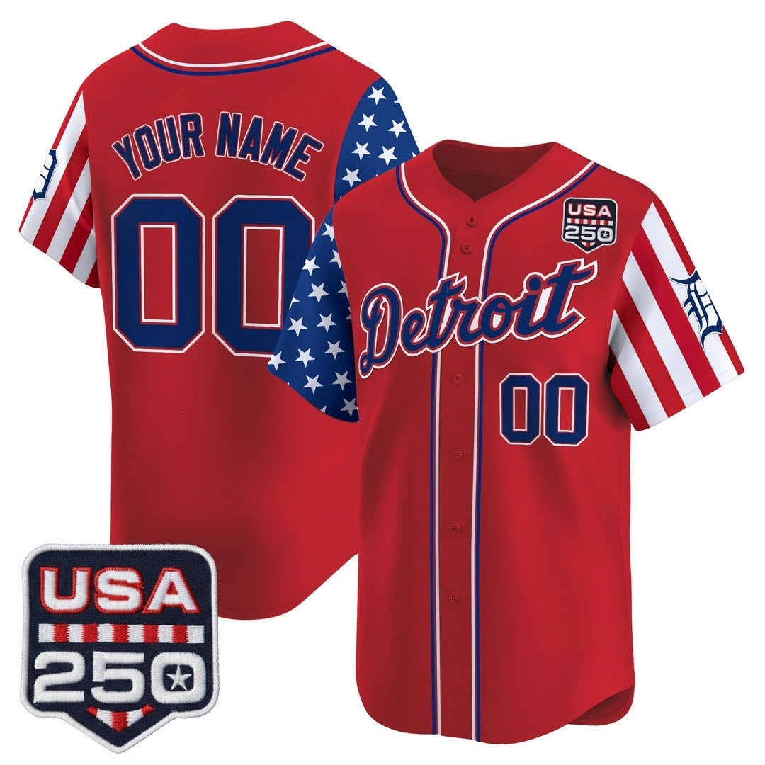 Custom Detroit Tigers America 250 Edition Vapor Premier Limited Red HeidiMiller Stitched Jerseys