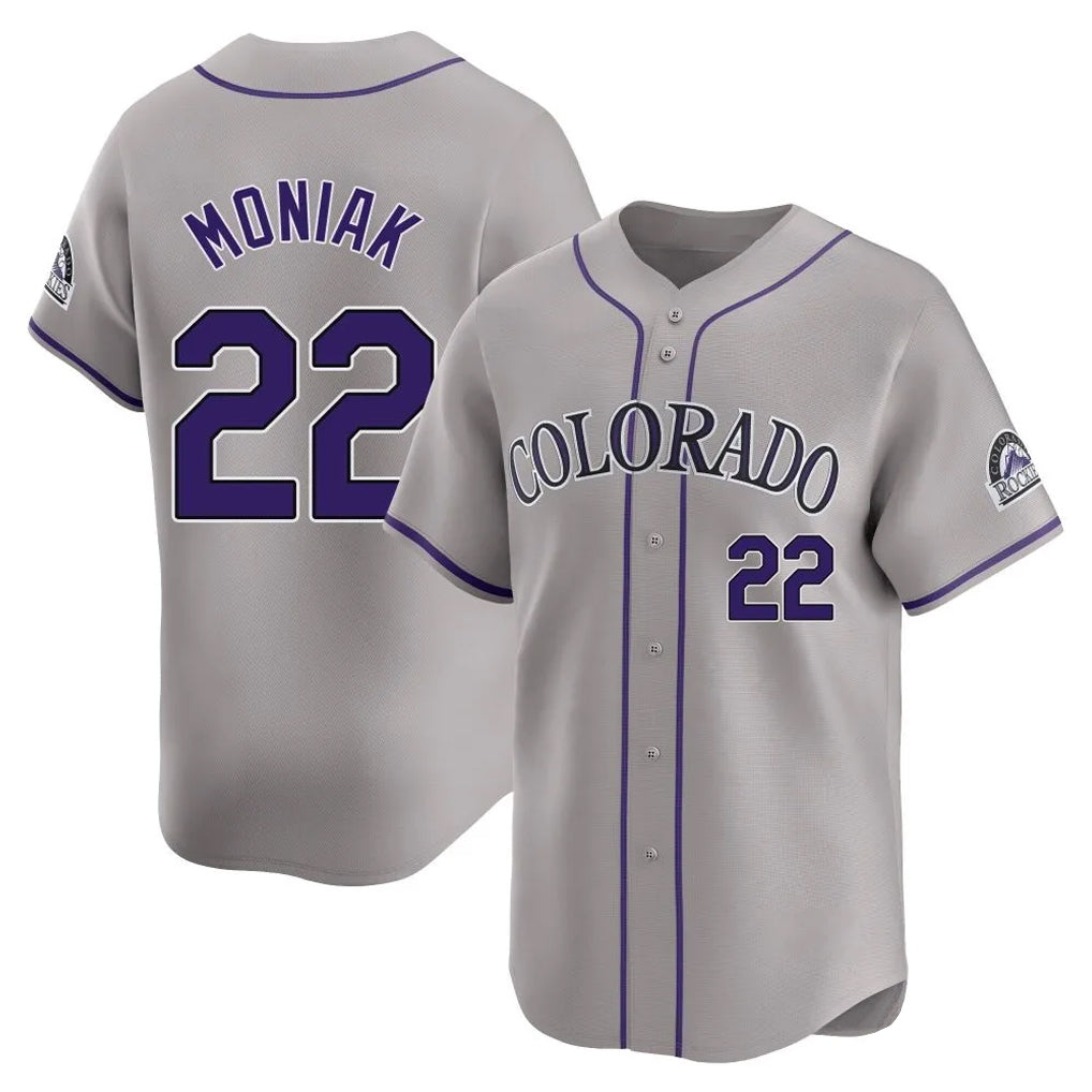 Colorado Rockies #22 Mickey Moniak Player Gray HeidiMiller Limited Home Stitched Jerseys