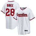 Cleveland Guardians #28 Tanner Bibee Player White HeidiMiller Game Home Stitched Jerseys