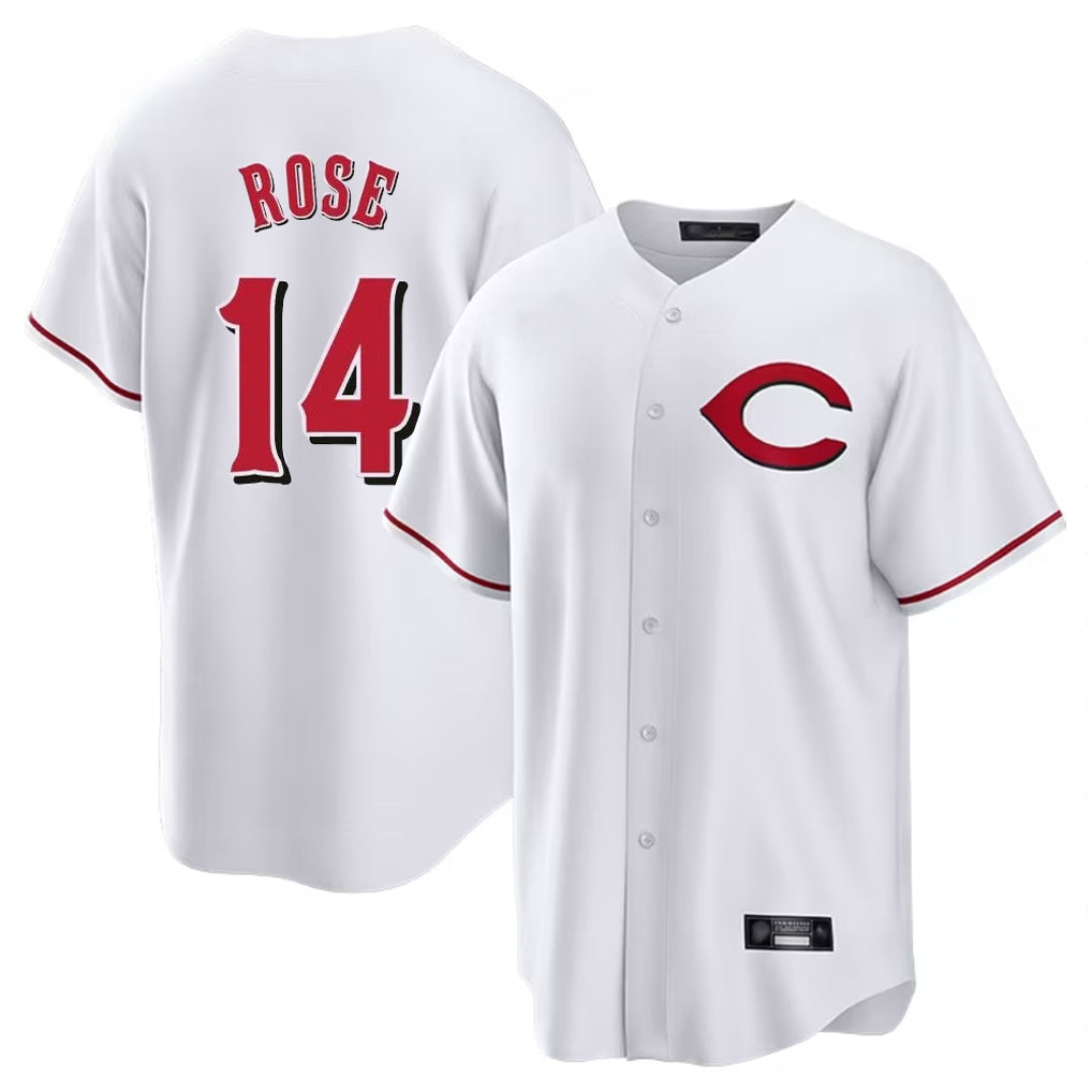 Cincinnati Reds #14 Pete Rose Player White HeidiMiller Home Game Stitched Jerseys