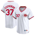 Cincinnati Reds #37 Tyler Stephenson Player White HeidiMiller Cooperstown Collection Limited T-shirt Home Stitched Jerseys