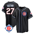Chicago Cubs #27 Seiya Suzuki Player Black HeidiMiller Fashion Out 150th Anniversary Game Stitched Jerseys