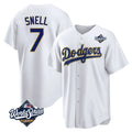 Los Angeles Dodgers #7 Blake Snell Player Gold White HeidiMiller World Series Home Game Stitched Jerseys