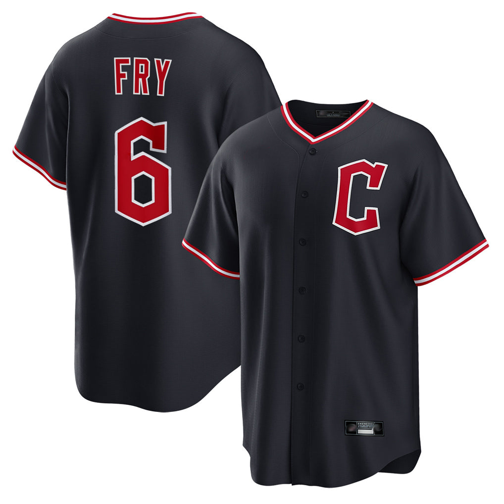 Cleveland Guardians #6 David Fry Player Navy HeidiMiller Home Game Stitched Jerseys