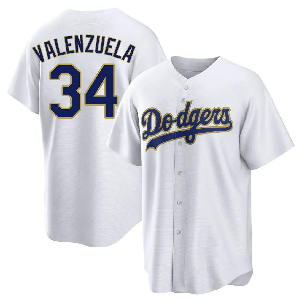 Los Angeles Dodgers #34 Fernando Valenzuela Player Gold White HeidiMiller 2026 Collection Stadium Game Stitched Jerseys