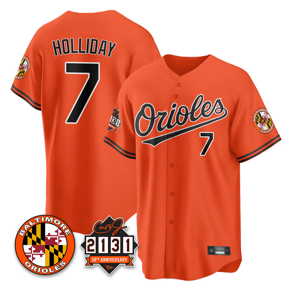 Baltimore Orioles #7 Jackson Holliday Player Orange HeidiMiller 30th Anniversary of 2131 Home Game Stitched Jerseys