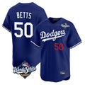 Los Angeles Dodgers #50 Mookie Betts Player Royal HeidiMiller World Series Limited Home Stitched Jerseys
