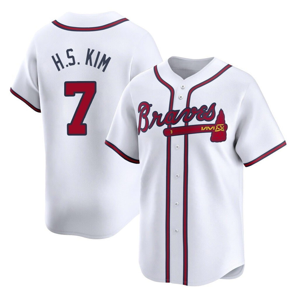 Atlanta Braves #7 Ha-Seong Kim Player White HeidiMiller Limited Home Game Stitched Jerseys