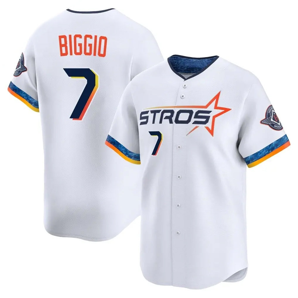 Houston Astros #7 Craig Biggio Player White HeidiMiller City Connect Limited Home Stitched Jerseys