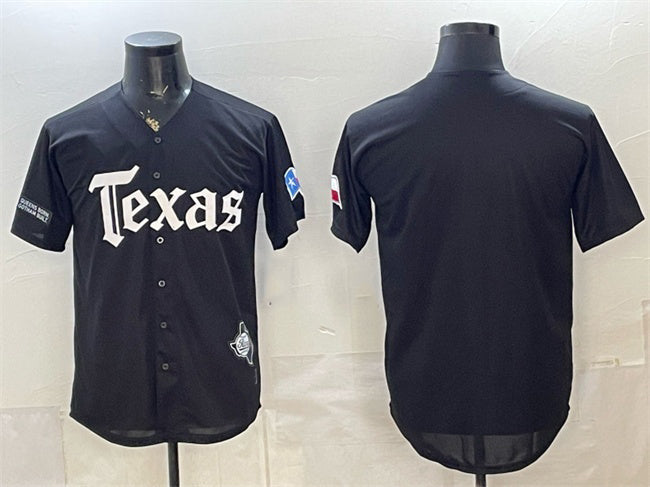 Texas Rangers Blank Black HeidiMiller Gothic Mexico 2025 Vapor Premier Limited Stitched Jersey