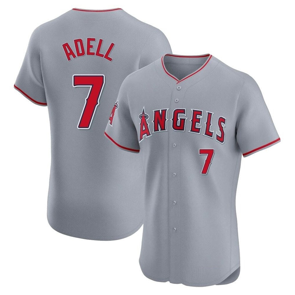 Los Angeles Angels #7 Jo Adell Player Gray HeidiMiller Home Limited Elite Stitched Jerseys